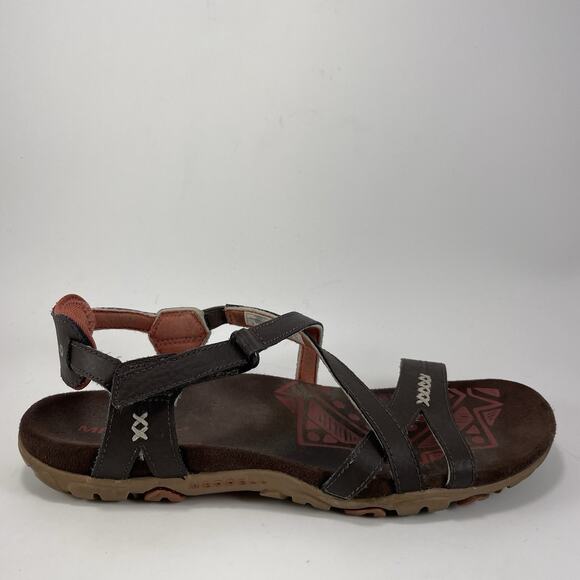 Merrell Sandspur Leather Sandals Womens Size 8 Espresso Brown Strappy Active - Picture 1 of 9